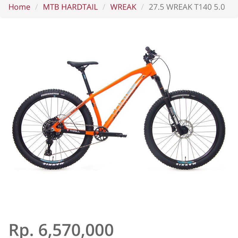 27.5” Thrill wreak t140 5.0 10Sp microshift advent boost frame fork