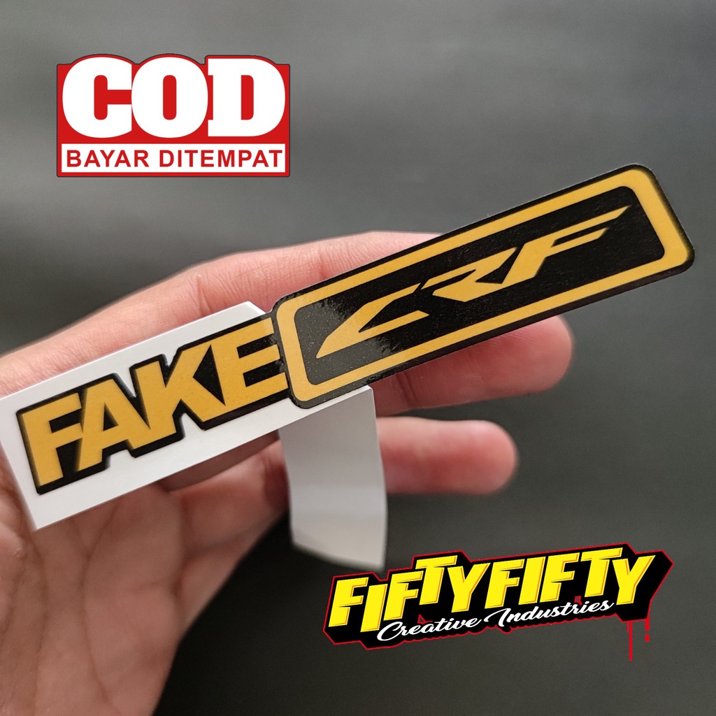 img Stiker Print Cut FAKE CRF Stiker Printing Laminasi Glossy Tahan Air Stiker Motor Mobil Helm Sudah Membentuk Pola Desain