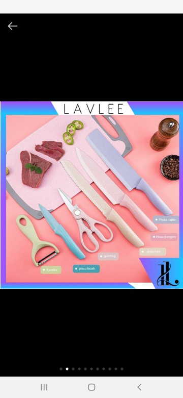 {lav - H854} Set Pisau Dapur 6 In 1 / Kitchen Knife Set Multicolor / Pisau Set Rainbow Pastel Cerami