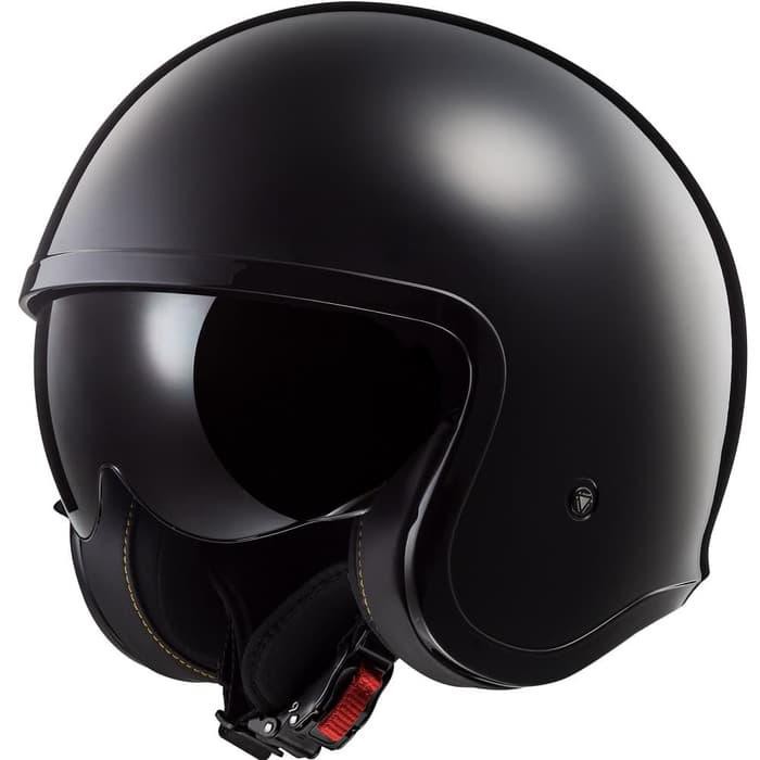 HELM LS2 OF599 SPITFIRE SOLID BLACK GLOSSY VISOR UV RESISTAN HPTT