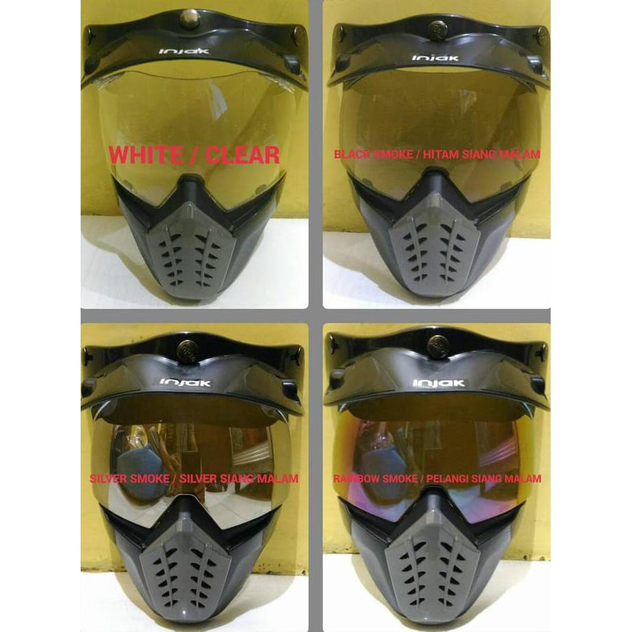 KACA HELM, VISOR HELM BOGO, RETRO, CAKIL DLL (VISOR + MASK) - SILVER SMOKE
