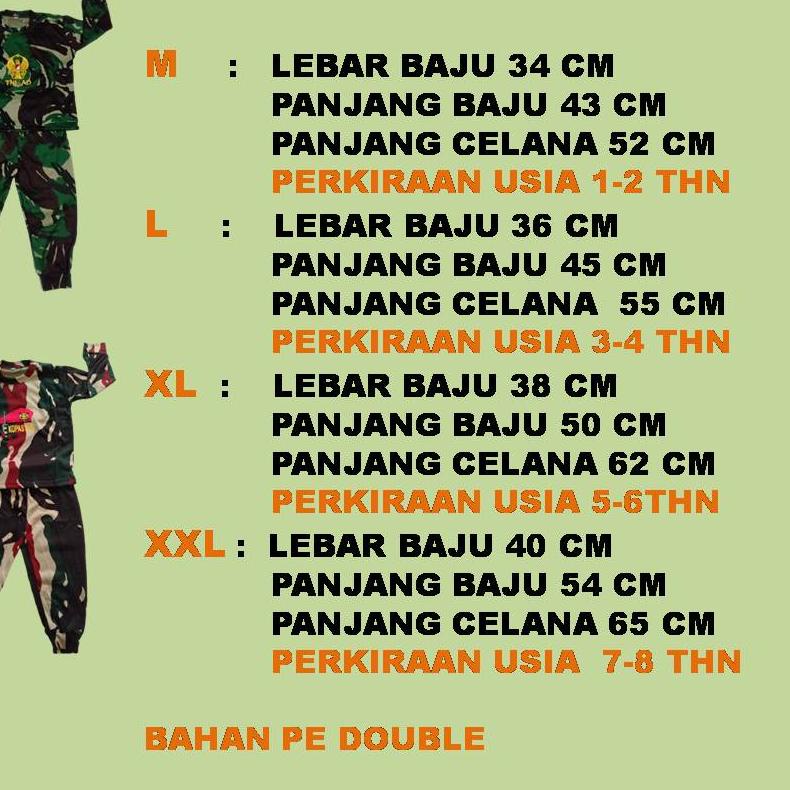 11.11✔️SETELAN KAOS BAJU TRAINING PIYAMA ANAK LORENG ARMY TENTARA POLISI TACTICAL TNI HARIAN MURAH B