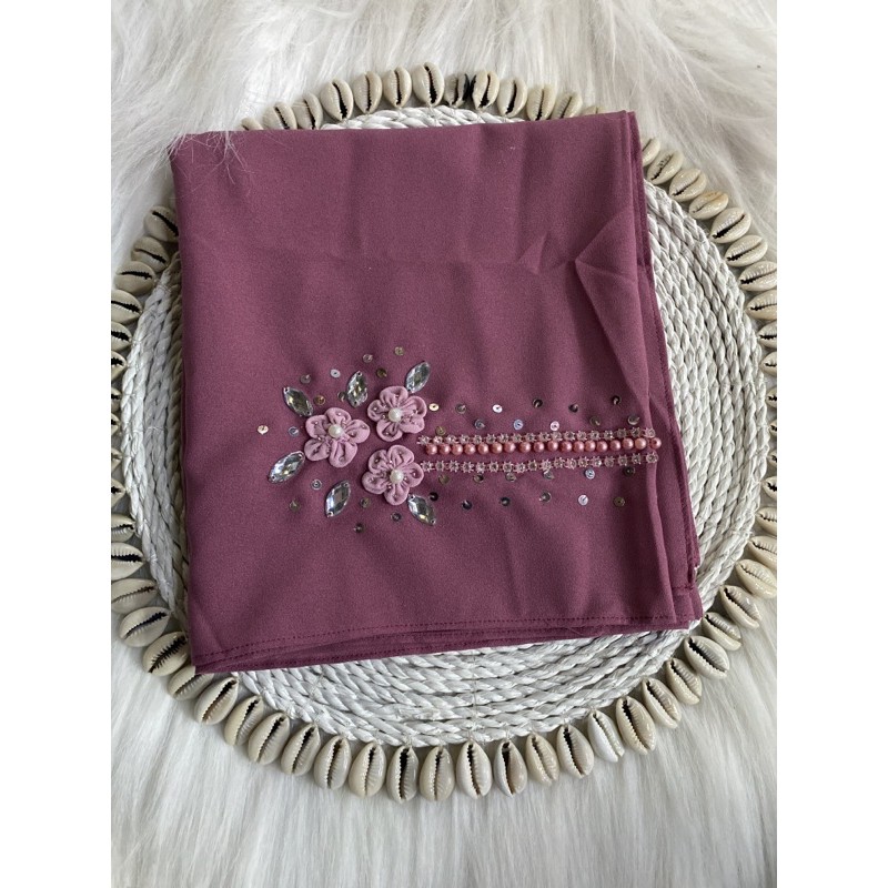 PASHMINA PAYET EDISI RAYA BAHAN DIAMOND CREP UKURAN 175x75-Dusty