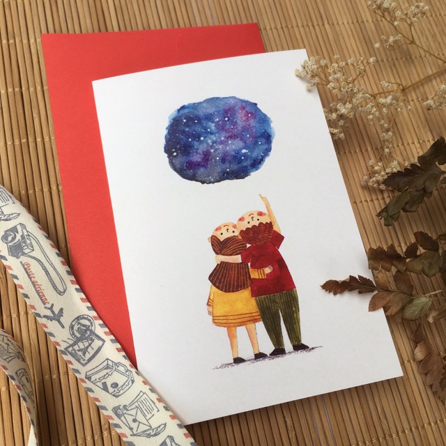 

Kartu ucapan watercolor lucu — pointing star by Mentol art