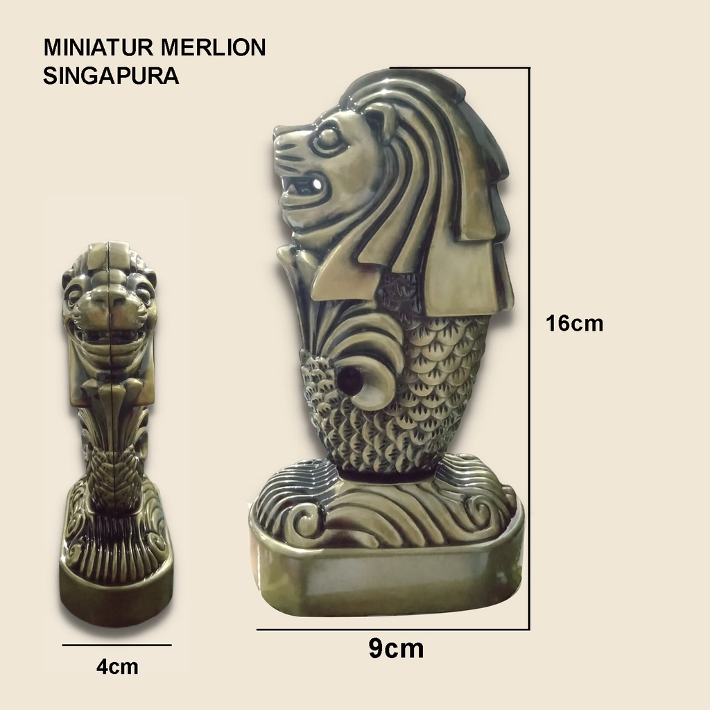 Hiasan Pajangan Miniatur Pajangan Unik Bahan Logam Uk 12cm/15cm/18cm-Miniatur Merlion