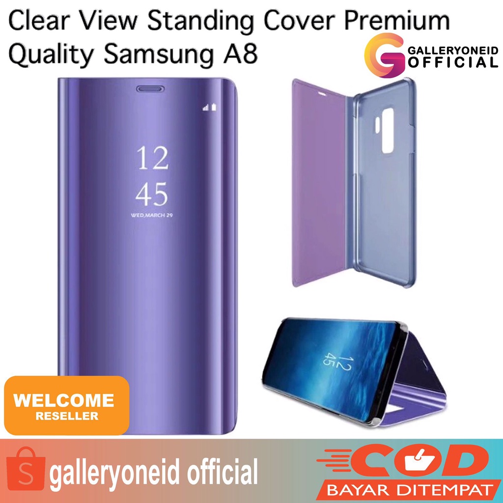 Flip Case Clear View Standing Cover Samsung A8 Premium Quality Aksesoris Handphone Hp GALLERYONE gallery one