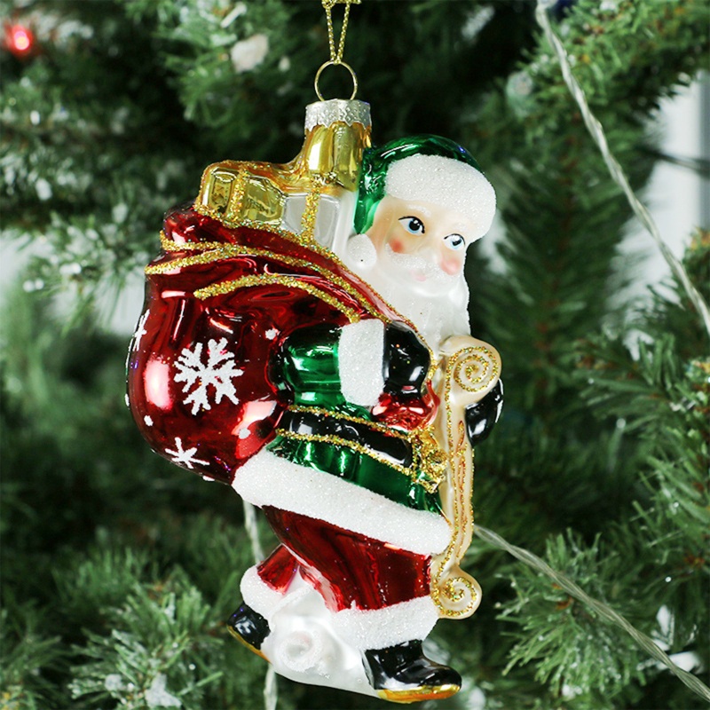 Ornamen Gantung Desain Santa Claus Bahan Kaca Untuk Pohon Natal