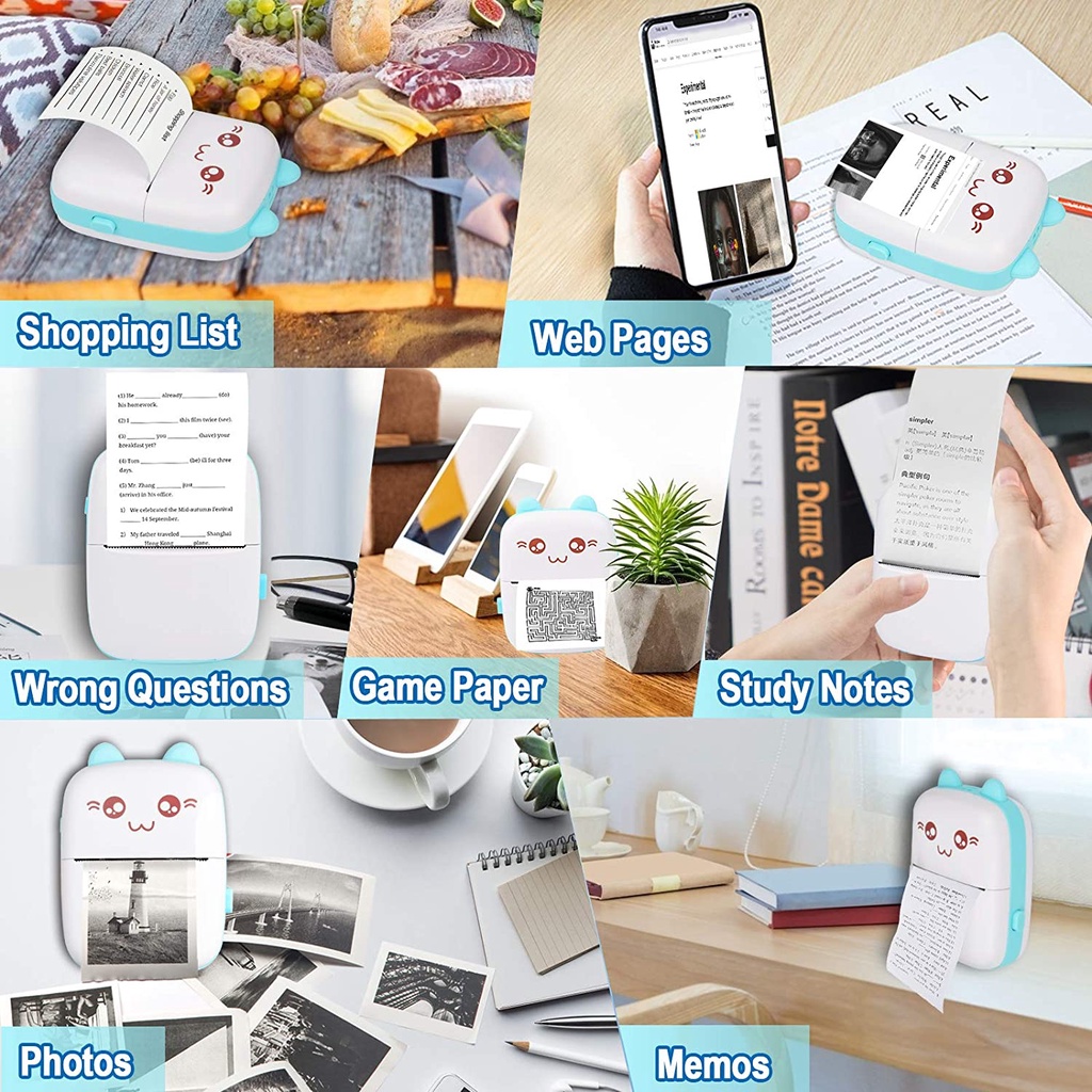 Mini Thermal Printer Bluetooth Wireless Portable/ Photo Label Memo Receipt Paper Pocket Thermal