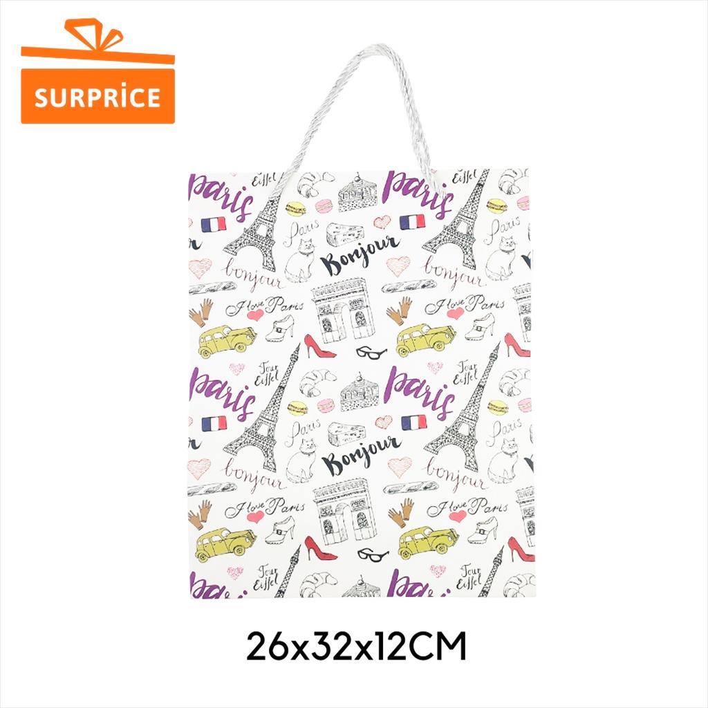 Surprice Tas Kado Tenteng 26x32x12cm /  Kantong Hadiah / Goodie Bag Ulang Tahun / Paper Bag Tas Hampers / Gift Bag-Paris Mobil