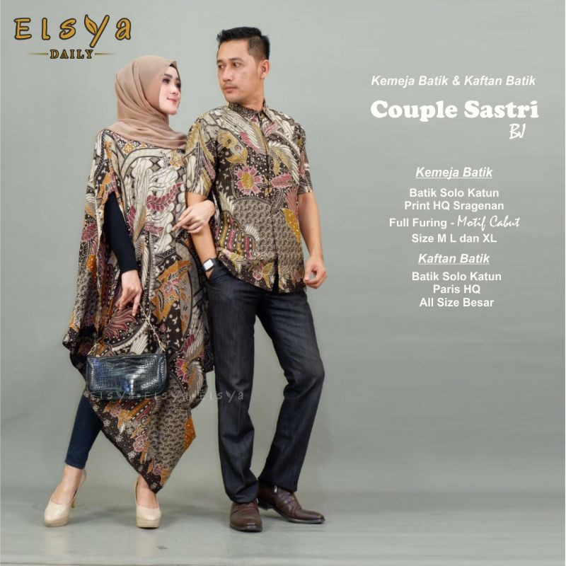couple batik kaftan kemeja lengan pendek. sarimbit batik kekinian best seller