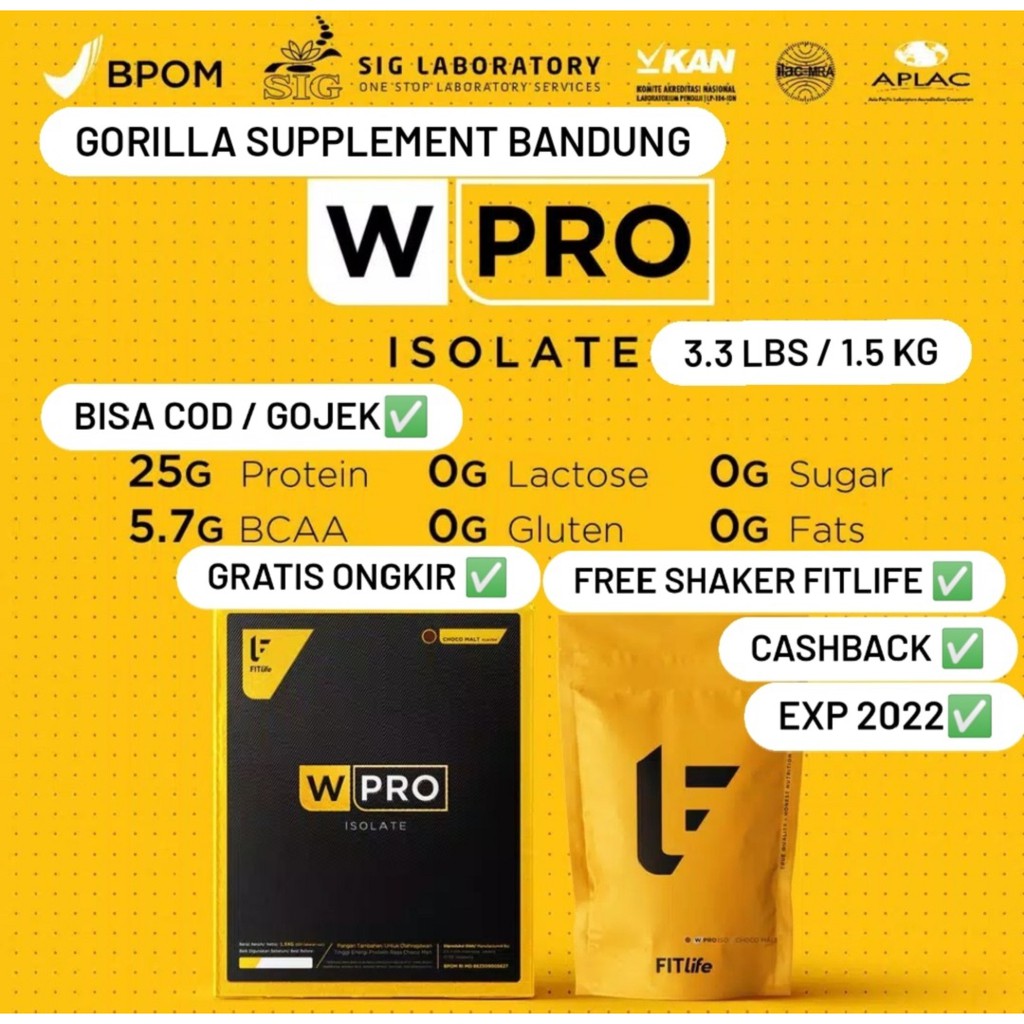 Fitlife Whey Isolate 3.3lbs 1.5kg Wpro iso W Pro Wheypro Fit life Whey Protein