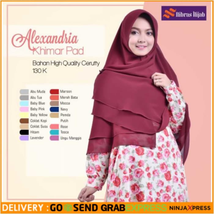 Khimar Jilbab Nibras Hijab Alexandria Pad Instan Ungu Tua Murah Muslim TBEB4017