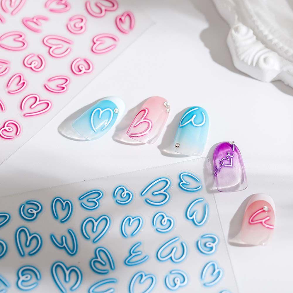 Mxbeauty Kartun Stiker Kuku Fashion Perekat Diri Manicure Aksesoris Kelinci Cinta Hati Beruang Nail Art Dekorasi