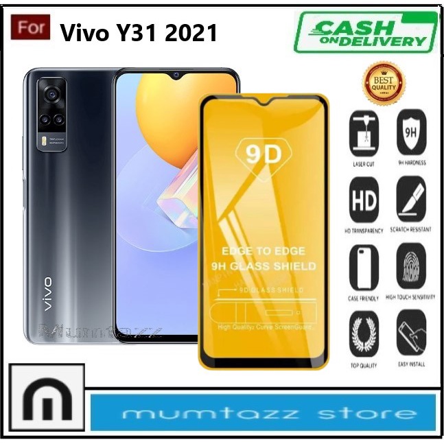 PROMO Tempered Glass Warna Hp Vivo Y31 / Y31s (2021) Anti Gores Kaca Full Layar Full Glue Skin Prote