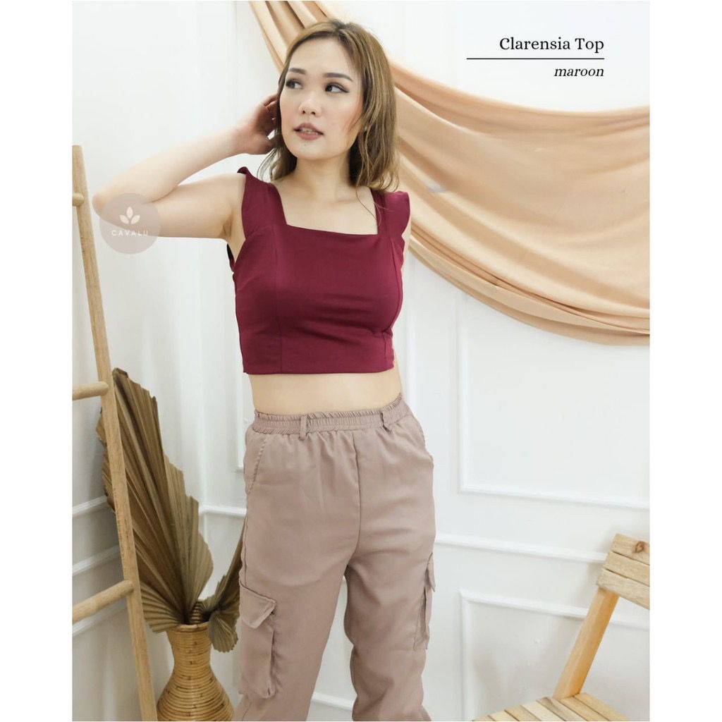 CAVALU 148 Clarensia Tanktop CropTop Polos Atasan Wanita Style Korea