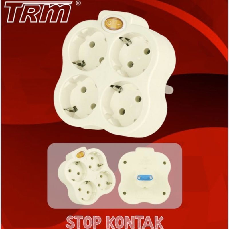 Steker Stop Kontak Arde 4 Lubang Saklar Lampu Indikator TRM