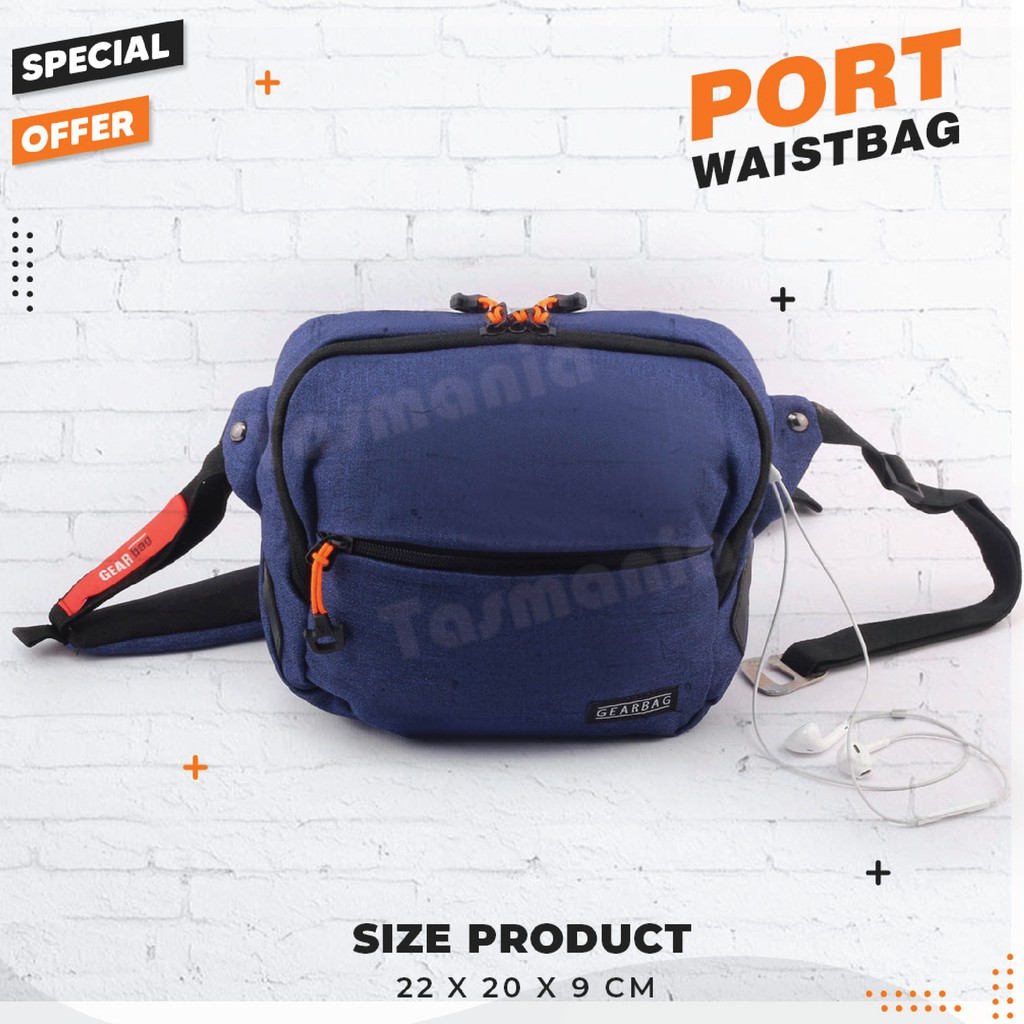 PTS -Gear Bag -  Port -13129 - Waistbag WITH EARPHONE HOLE BB - Tas Selempang Pria Tas Pinggang