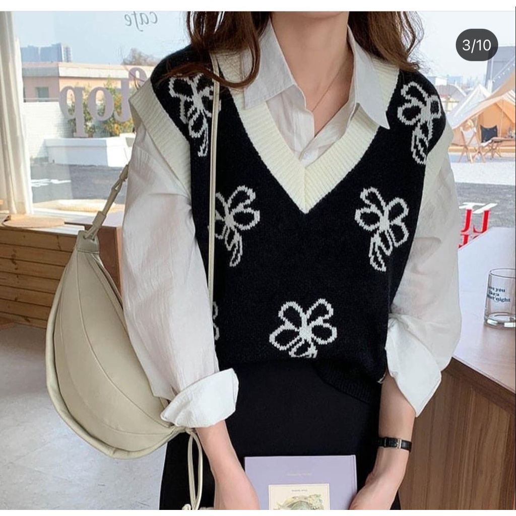 rompi motif  bunga/rompi rajut premium/atasan wanita/outhers/ rompi premium/rajut halus