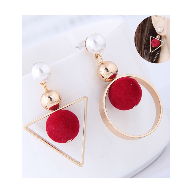 LRC Anting Tusuk Fashion Triangle Shape Decorated Earrings a5696X