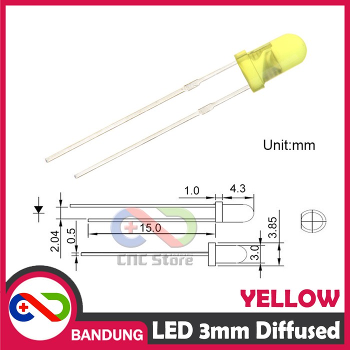 10PCS LED 3MM F3 SUPER BRIGHT YELLOW KUNING DIFFUSED