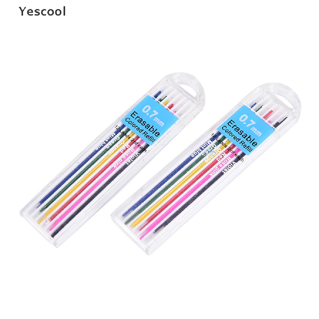 Yescool 1 Kotak Pensil Mekanik 0.7mm Bisa Dihapus Untuk Stationery Pelajar