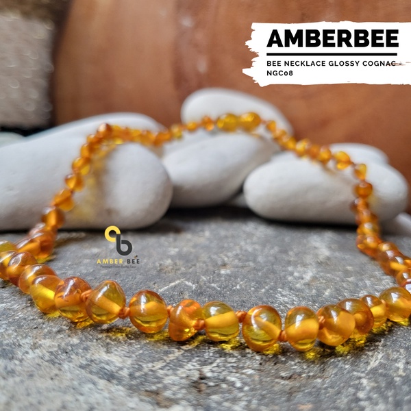 Kalung Amber Anak Premium Glossy Cognac NGC08