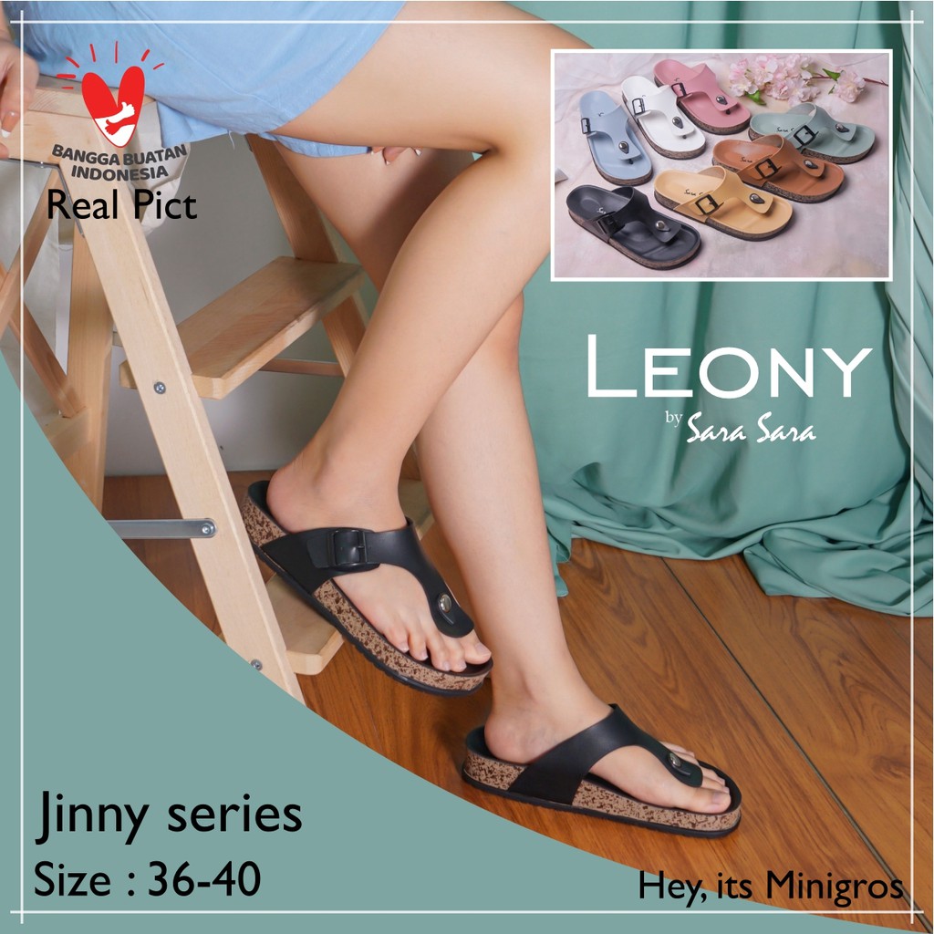 Sara Sara LEONY Sandal wanita casual sandal jepit cewek sol puyuh model birken kekinian