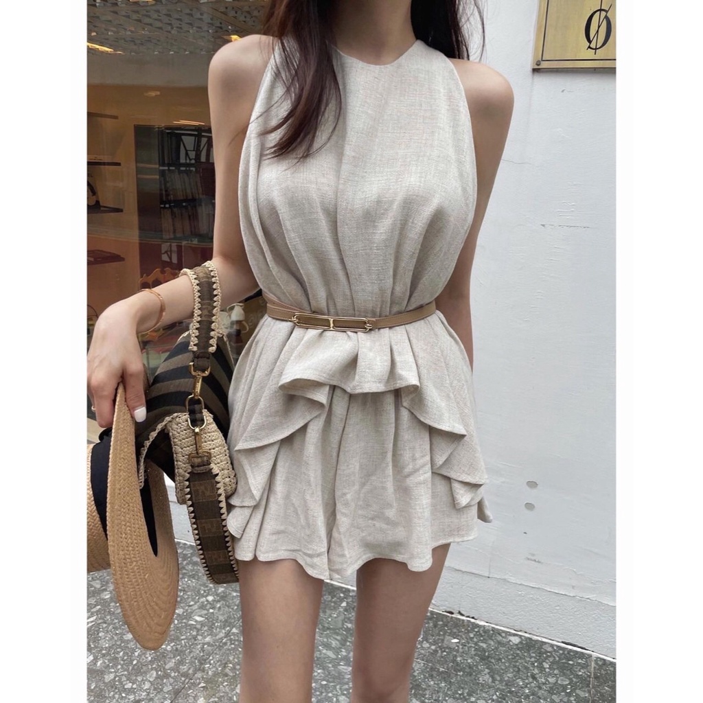 SET6531 Vanessa Flowy Flare Linen Set Top & Shorts-6