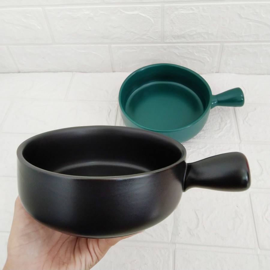 Mangkok Keramik Glazed Bowl Nordic Gagang Mangkok Tebal Premium