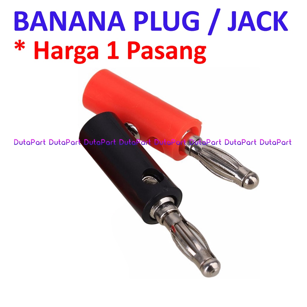 Satu Pasang Banana Plug Jack Jantan Male Merah Hitam Terminal Binding