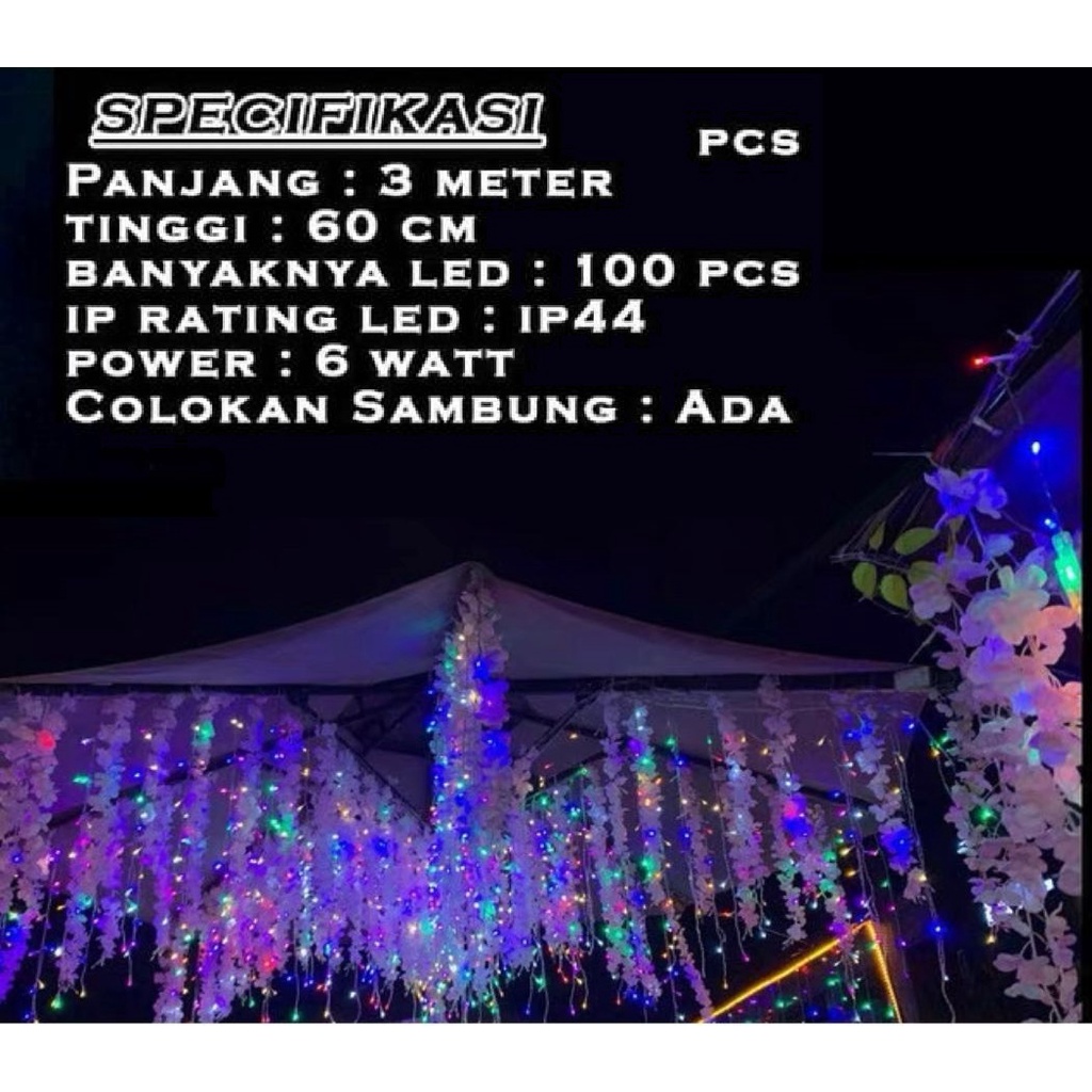 Lampu Hias Natal Tirai T201 LAMPU TIRAI / LAMPU NATAL / LAMPU TUMBLER / LAMPU HIAS