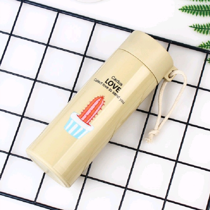 Botol Minum Motif kaktus Bahan Kaca 450ml / Botol Unik Motif kaktus