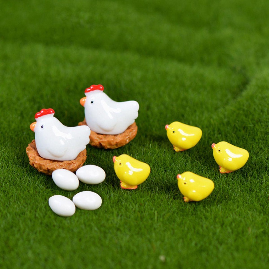 [Elegan] Miniatur Indah Peri Taman Lanskap Mikro Mini Hen Chick Telur Henroost Ornamen Kecil