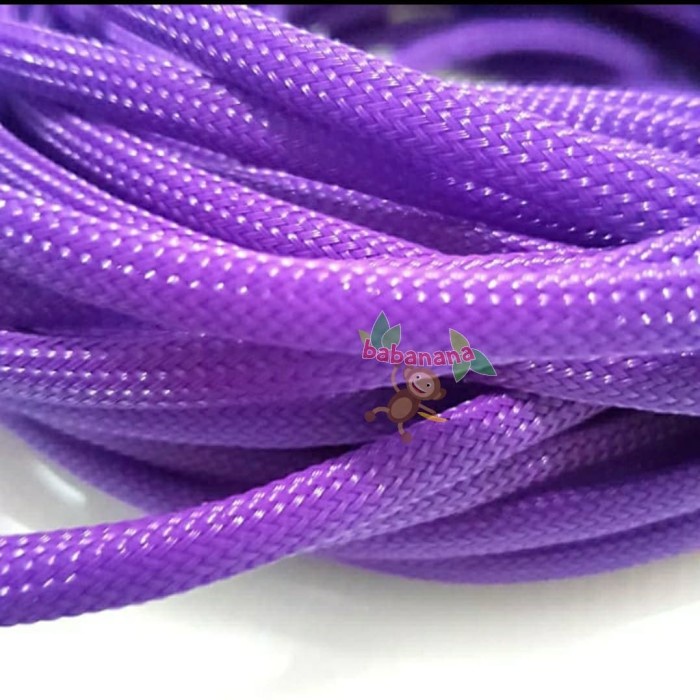 Pembungkus Kabel 4 mm Ungu Cable Sleeve braided nylon