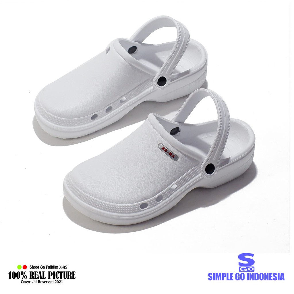 Hema 956 Sepatu Sandal Baim Karet Cowok Pria Unisex Dewasa Wanita Casual Putih Perawat Dan Dokter Medis Sendal Kodok