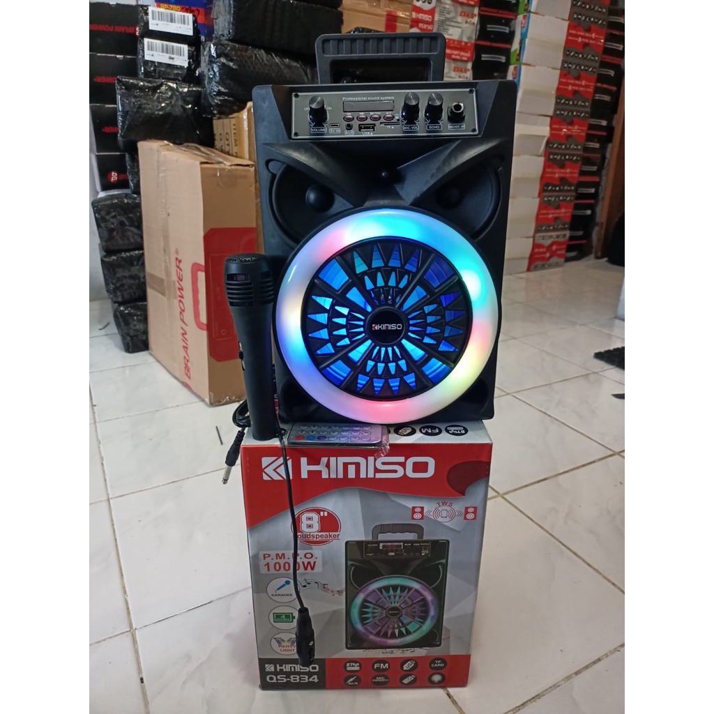 Speaker Bluetooth Karaoke KIMISO QS-834 8inch Free Microphone