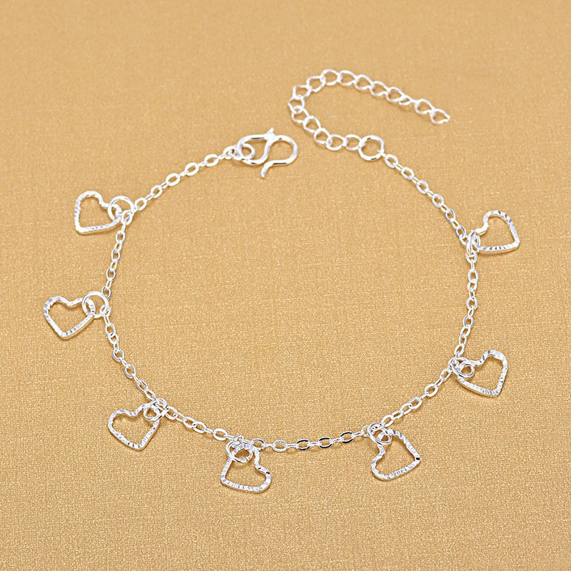 Gelang Rumbai Jantung Heart Tassel Bracelet Chain Silver Charm Women Girl Bracelets Jewelry Gifts