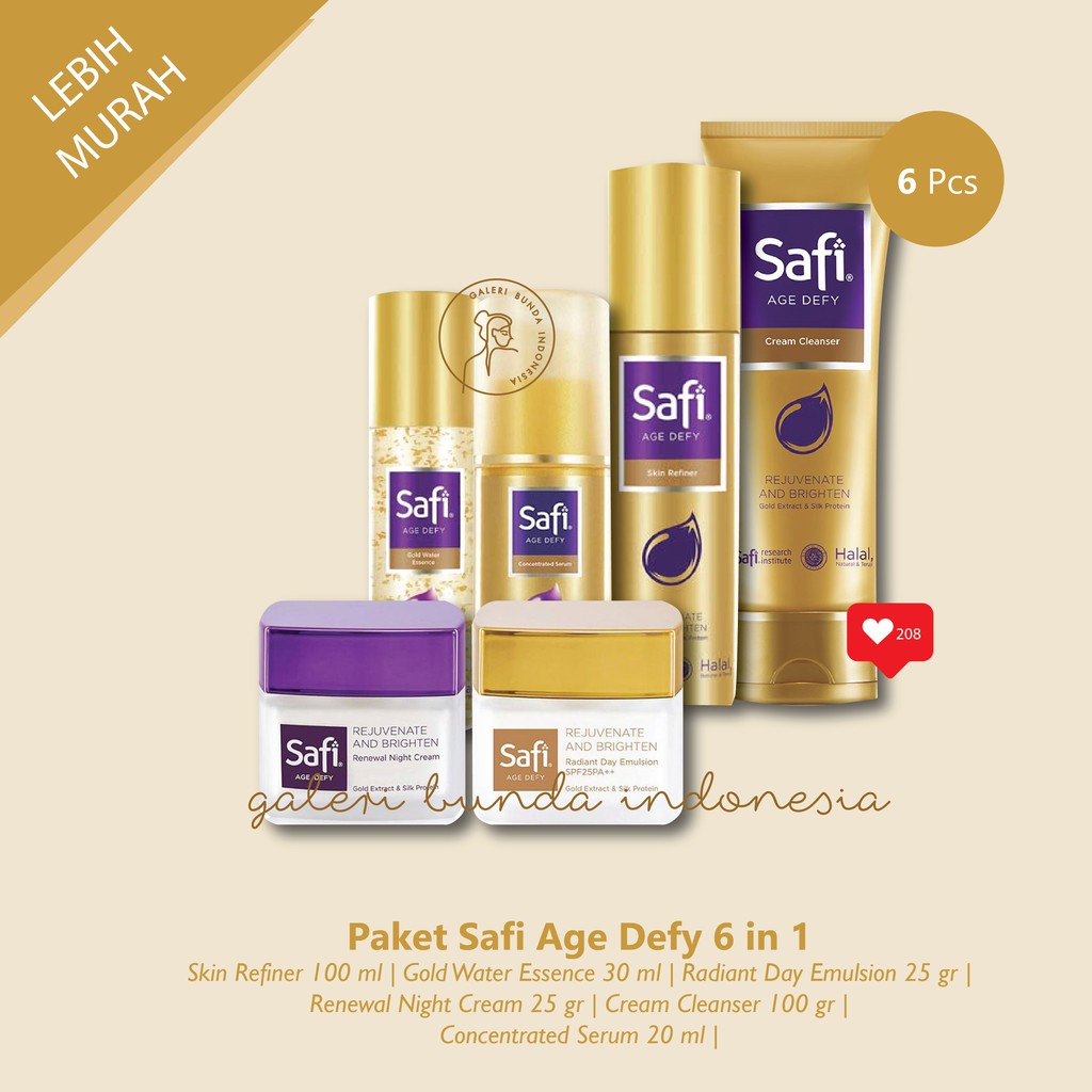 (Paling Murah) Paket SAFI Age Defy 6in1 - Cream Cleanser - Unt Kulit Normal Berminyak - 6 Pcs