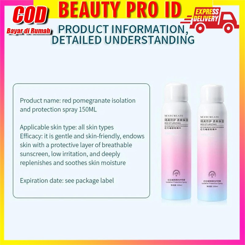 New Import  Spray Pemutih Kulit Korea - Maycreate Spray Isolation Protection Body Cream - 150 ml