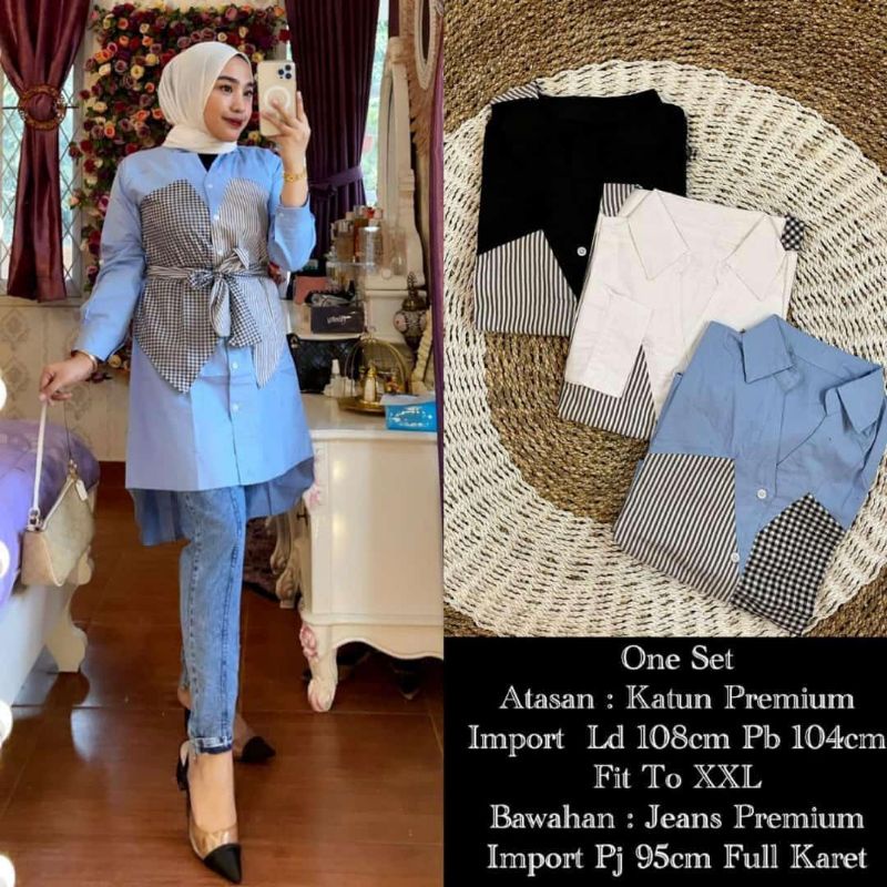 katun mix jeans one set.