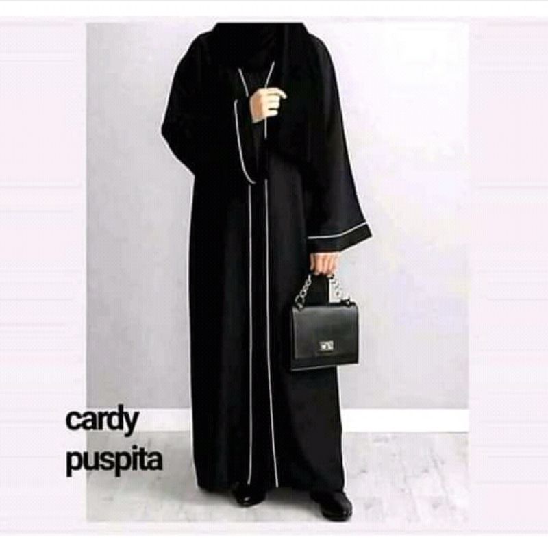 New Abaya Gamis Maxi Dress Arab Saudi Turki list pita lebar bawah busui