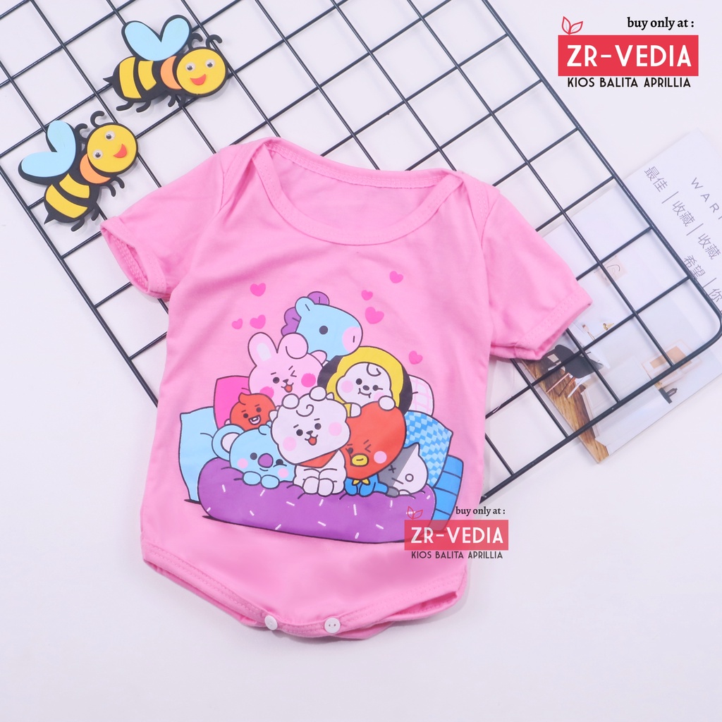 (NEW BORN) Jumper Cattel Bayi Baru Lahir 0-6 Bulan / Jumpsuit Bayi Lengan Pendek Perempuan Baju Karakter Import