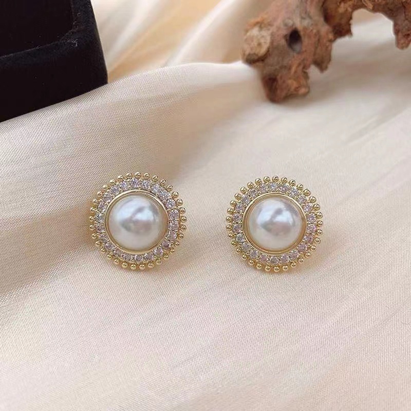 Anting Mutiara Gaya Korea bunga anting bulat anti karat