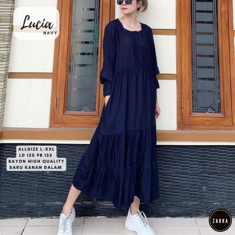 (BISA COD) LUCIA GAMIS WANITA TERBARU ORIGINAL PRODUK BY ZARRA