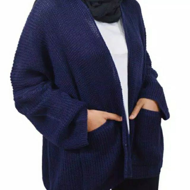 CARDIGAN RAJUT BERSKA PREMIUM TERLARIS MKM-Navy