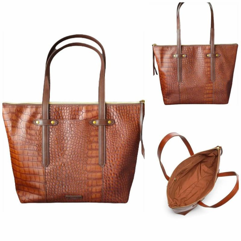f o s s i l felicity tote brown croco