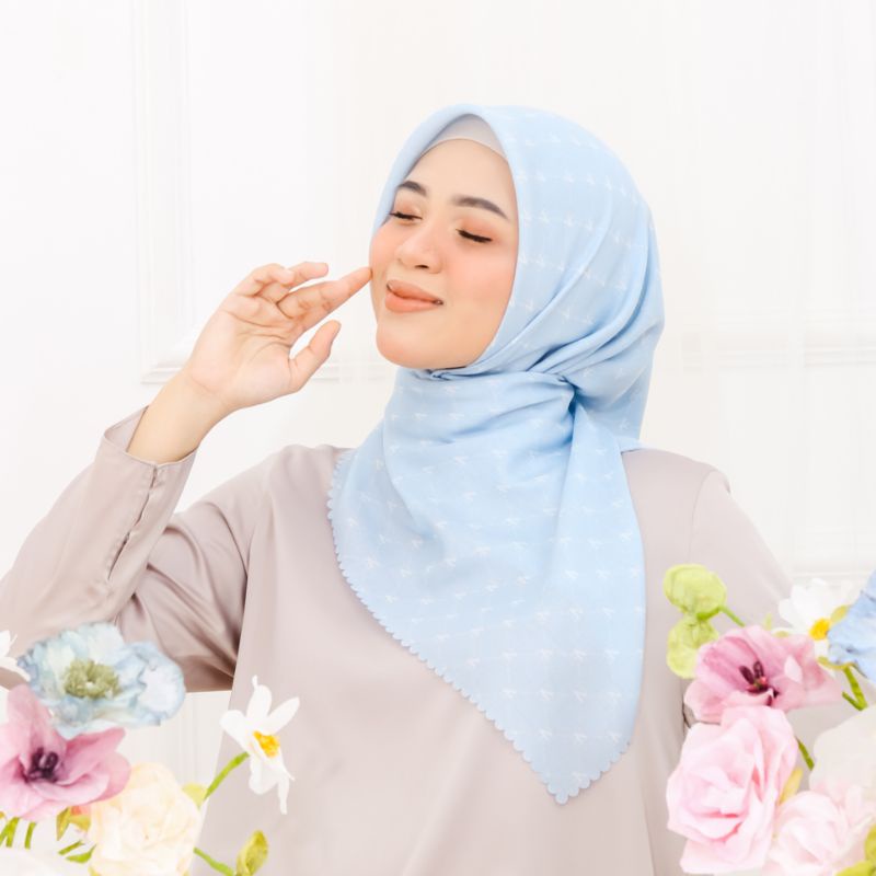 Hijab Voal Premium Zaragoza Monogram - Cloud