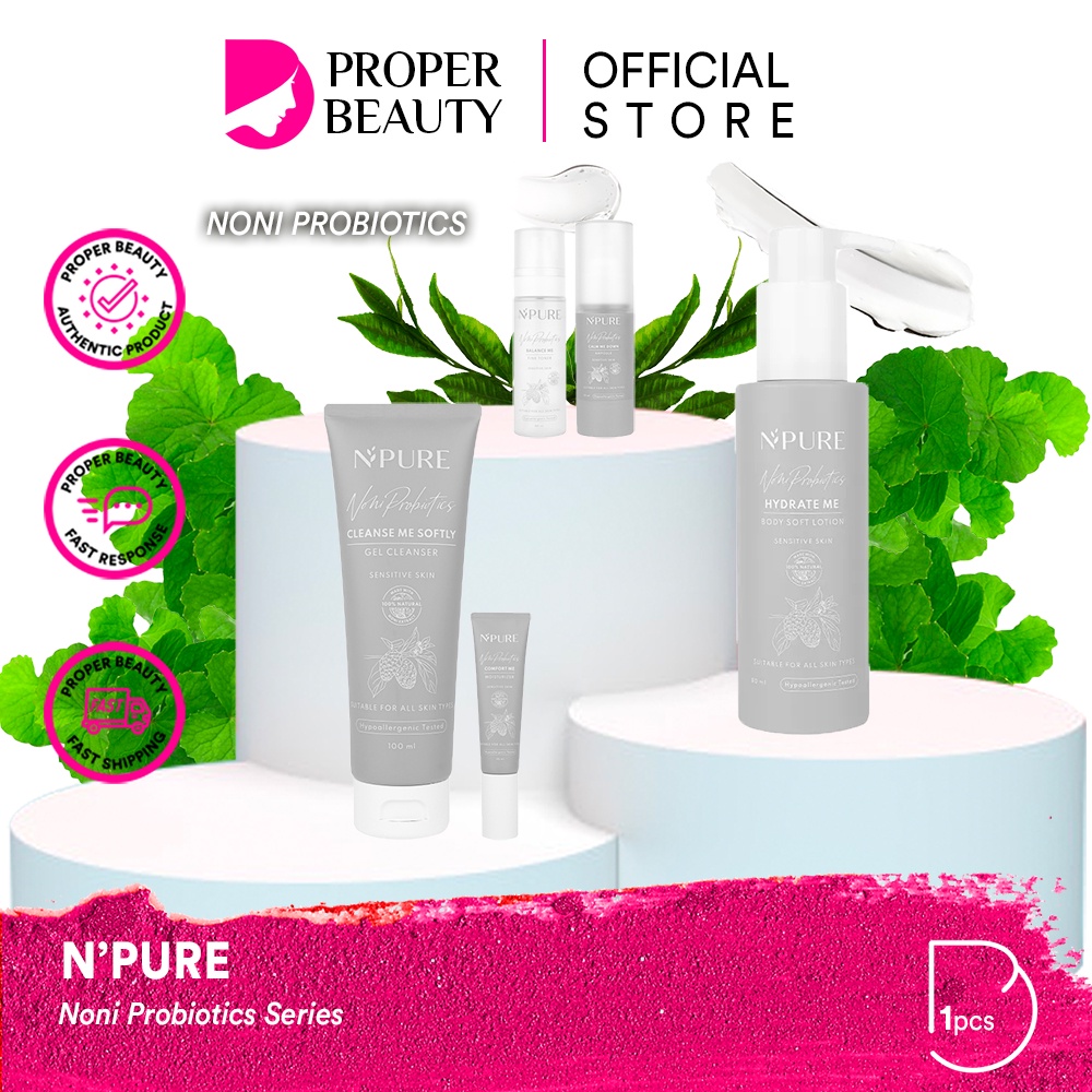 NPURE Noni Probiotics Series Indonesia / Cleanse Me Softly Gel Cleanser Balance Fine Toner Calm Down Ampoule Comfort Moisturizer Hydrate Body Soft Lotion / Facial Wash Serum Essence Day Night Eye Cream Sunscreen Mask Masker Pad / Cica Marigold Face Paket