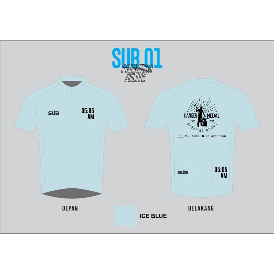 HANGERMEDAL ICE BLUE SUBJERSEY SUB JERSEY SEPEDA 05 AM 05AM ELITE