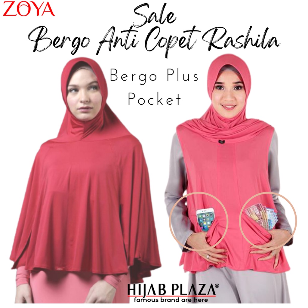 Jilbab Instan ZOYA Bergo Anti Copet Rashila Bergo Dengan 2 Pocket
